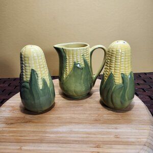 Vintage Shawnee Pottery Corn King Salt & Pepper & Creamer Pitcher